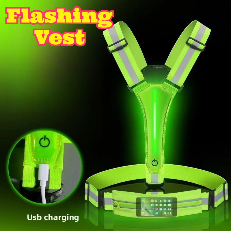 Reflective Cycling Vest High Visibility - سترة عاكسة مضيئة بتقنية LED عالية