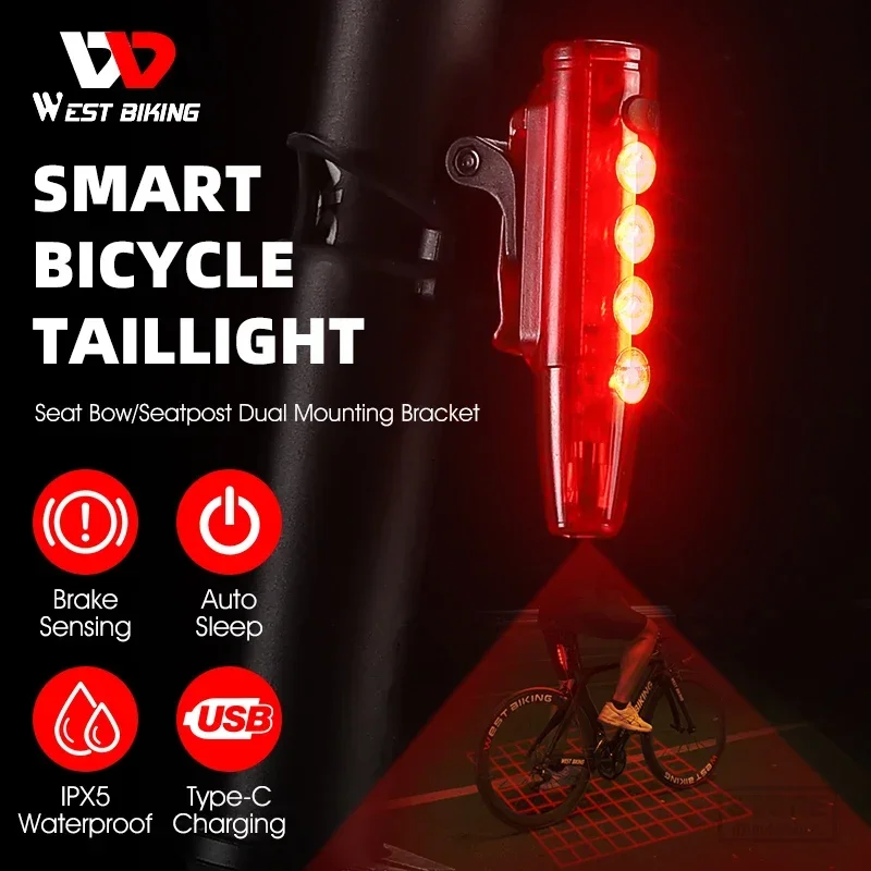 Smart Bike Brake Sensor Rear Light - غرب ركوب الدراجات الذكية دراجة الضوء