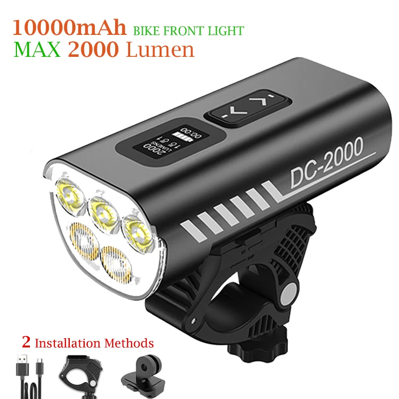 Bike Headlight 2000 Lumens Rechargeable - ضوء الدراجة 2000 لومن 6LED أضواء