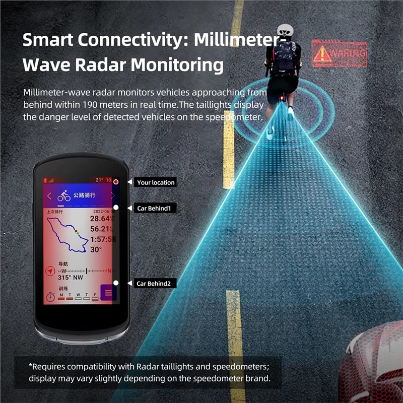 Cycling Radar Tail Light Rear Warning - مصباح خلفي للدراجة HOTB72A LA150 مع