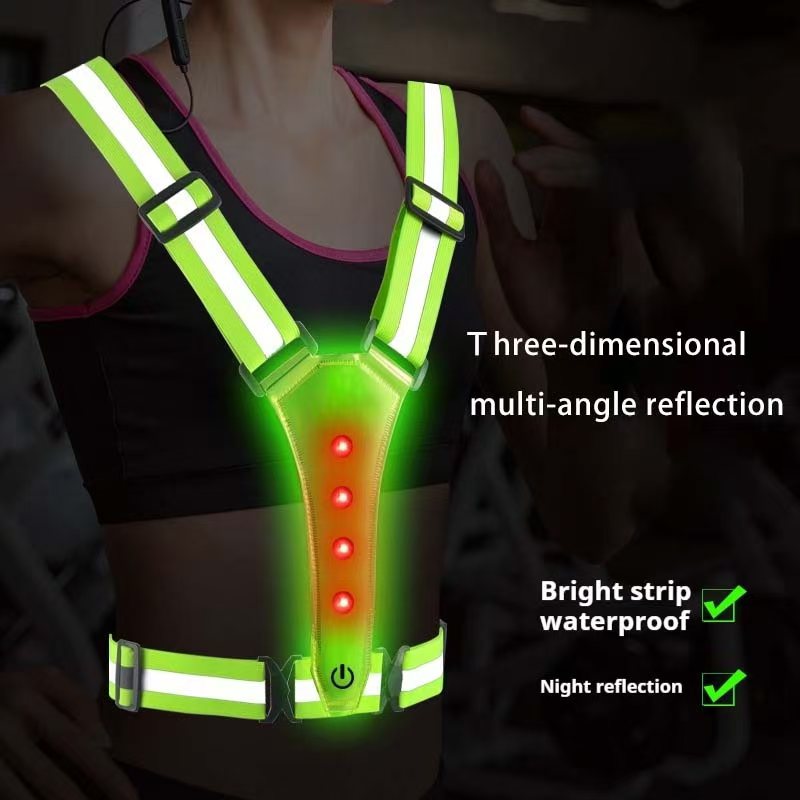 Reflective Cycling Vest High Visibility - LED تشغيل سترة عاكسة متوهجة عاكس