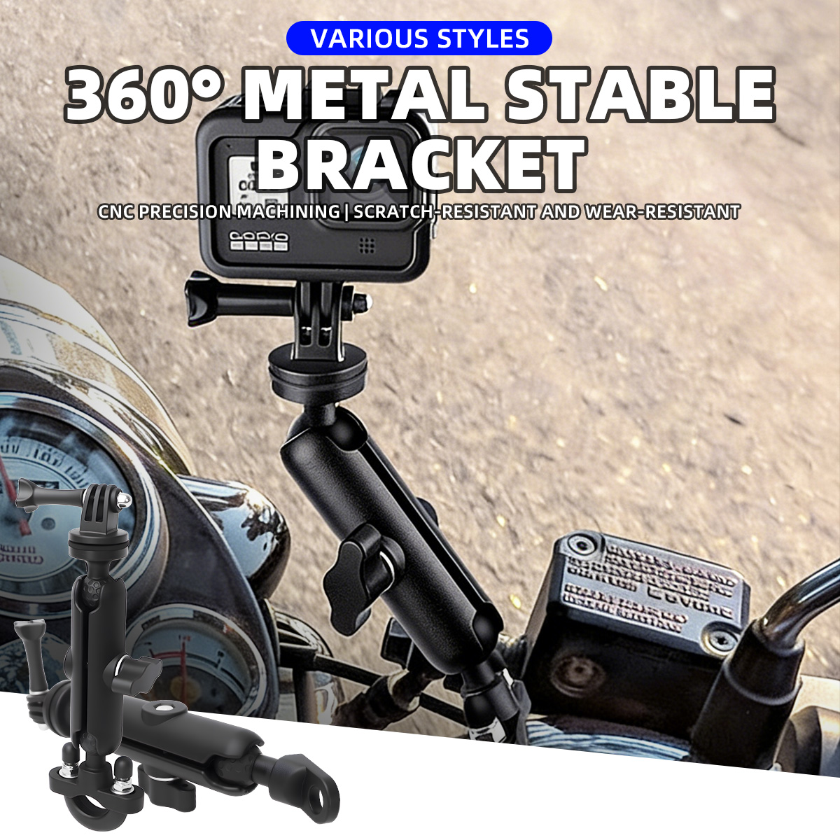 Action Camera Bike Mount Aluminum - حامل كاميرا للدراجات النارية والهوائية، قاعدة