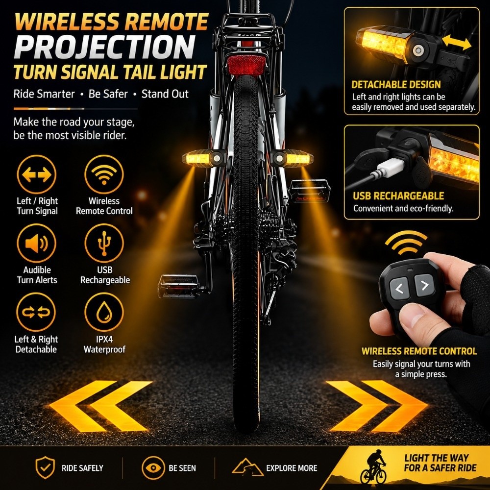 Turn Signal Bike Light Wireless Remote - ضوء خلفي للدراجة يعمل بالتحكم عن