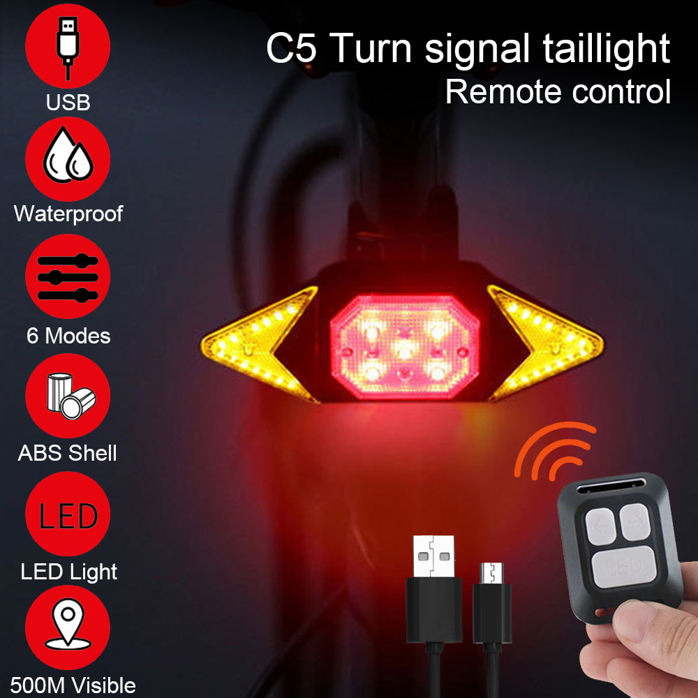 Turn Signal Bike Light Wireless Remote - الضوء الخلفي للدراجة بدوره إشارة USB