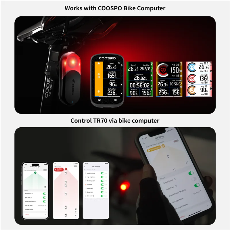 ضوء خلفي للدراجات من نوع COOSP - مراجعة Cycling Radar Tail Light Rear Warning وسعره