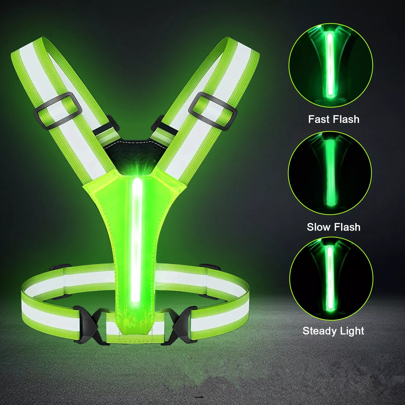3 أوضاع إضاءة، سترة عاكسة للضو - مراجعة Reflective Cycling Vest High Visibility وسعره