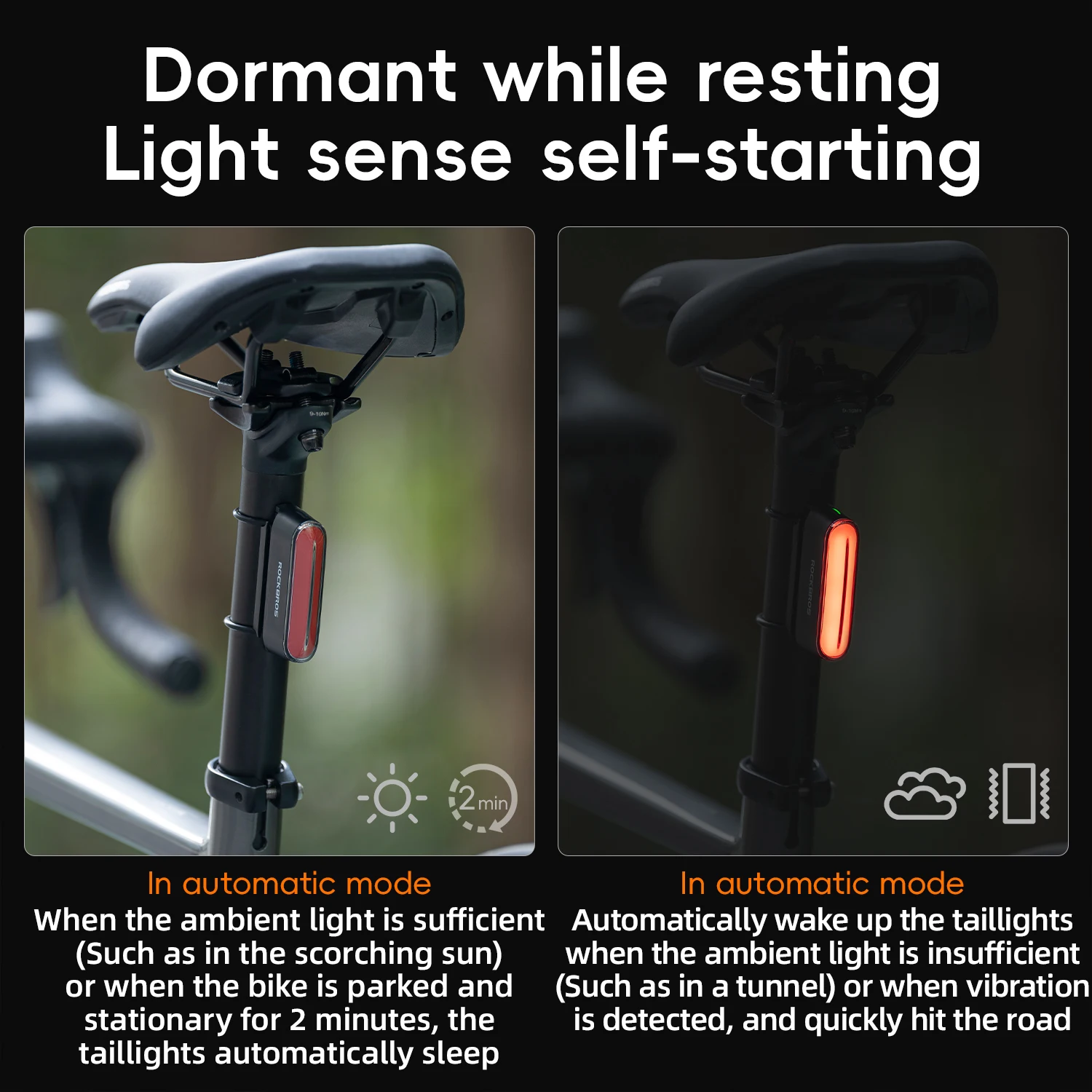 ROCKBROS دراجة الضوء الخلفي ال - مراجعة Smart Bike Brake Sensor Rear Light وسعره