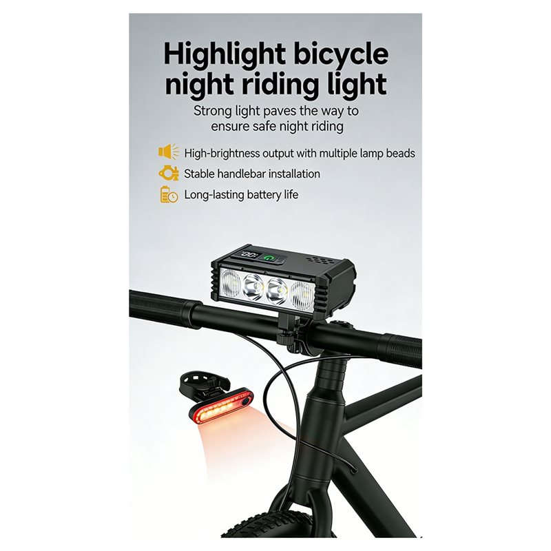 مصباح دراجة هوائية HOES-MTB لل - مراجعة Bike Headlight 2000 Lumens Rechargeable وسعره