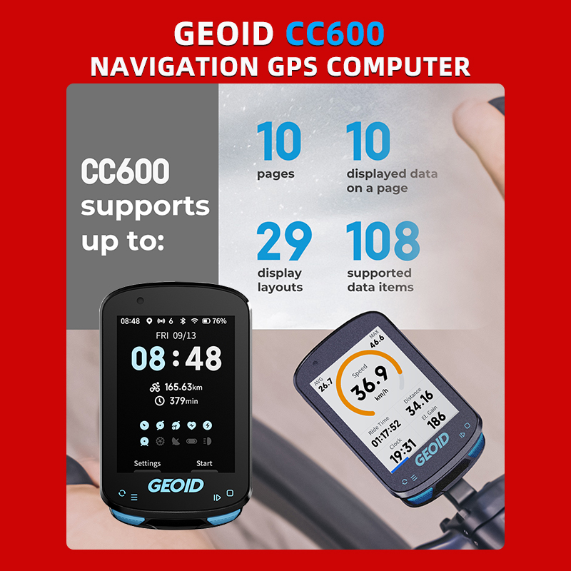 Geoid CC600 دراجة الكمبيوتر شا - مراجعة Cycling Computer Gps Wireless Color Screen وسعره