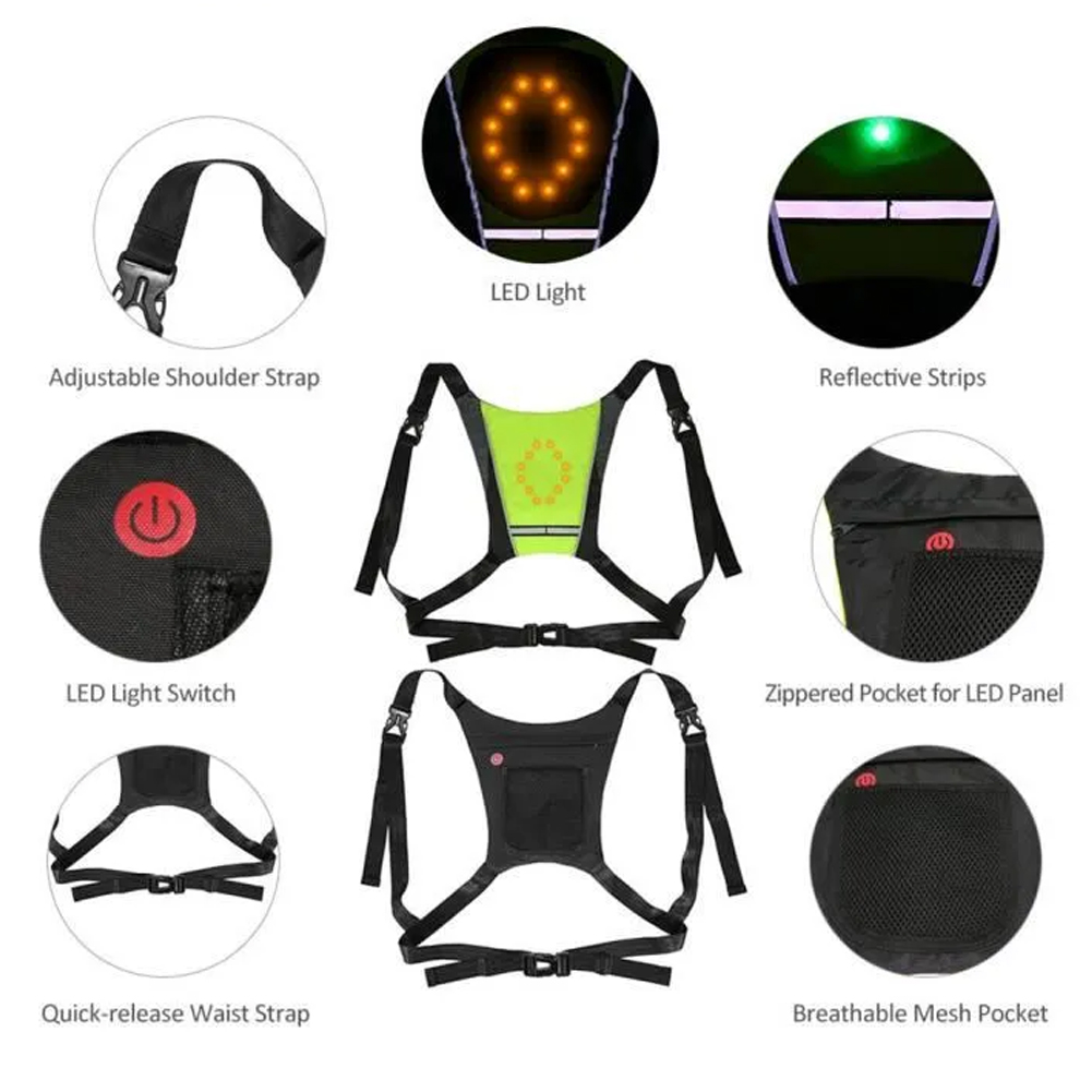 سترة إشارة انعطاف LED قابلة لل - مراجعة Reflective Cycling Vest High Visibility وسعره