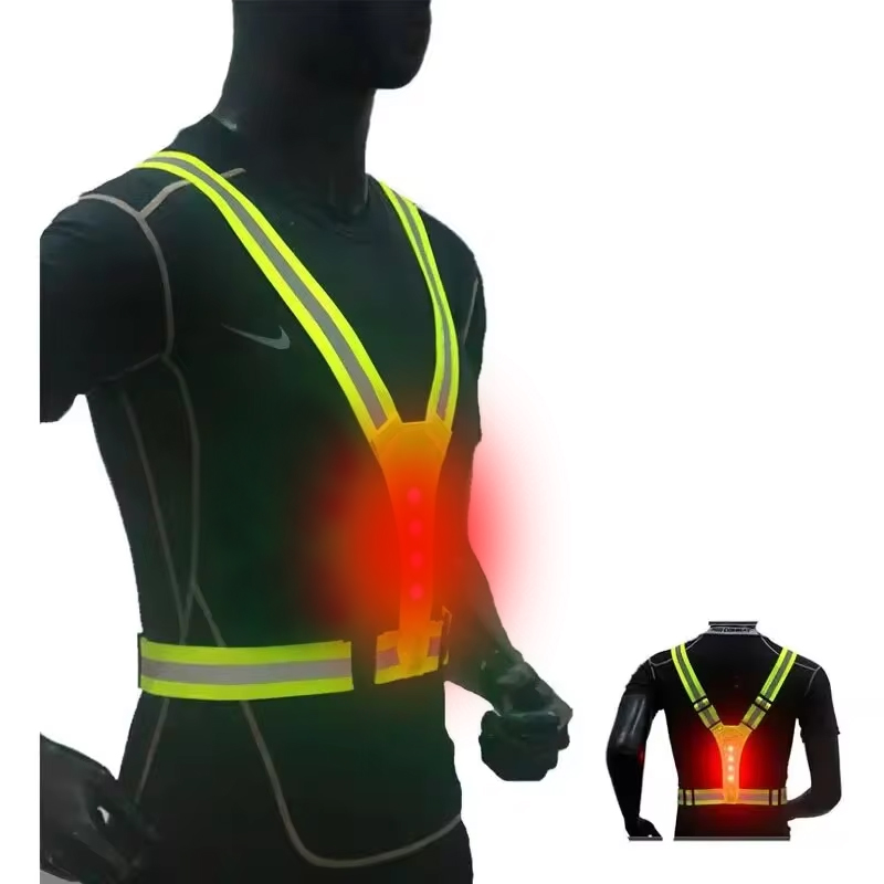 LED تشغيل سترة عاكسة متوهجة عا - مراجعة Reflective Cycling Vest High Visibility وسعره
