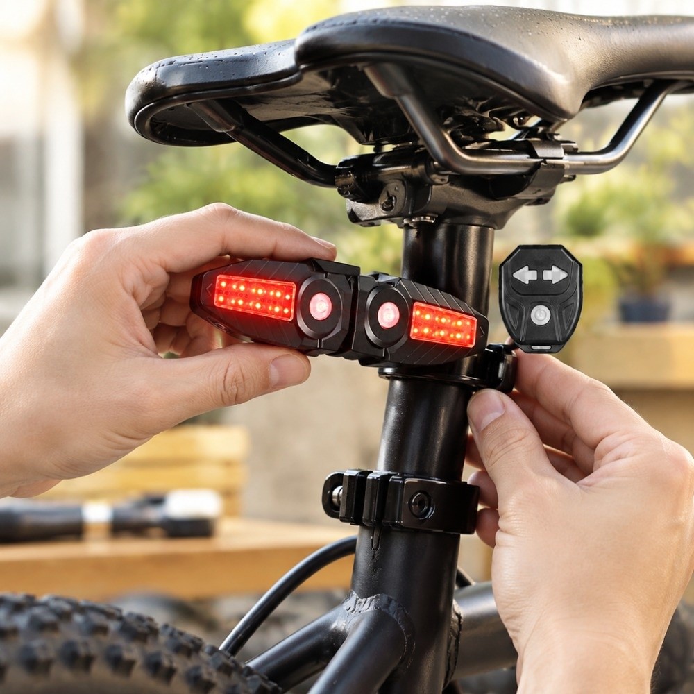 ضوء خلفي للدراجة مع جهاز تحكم  - مراجعة Turn Signal Bike Light Wireless Remote وسعره