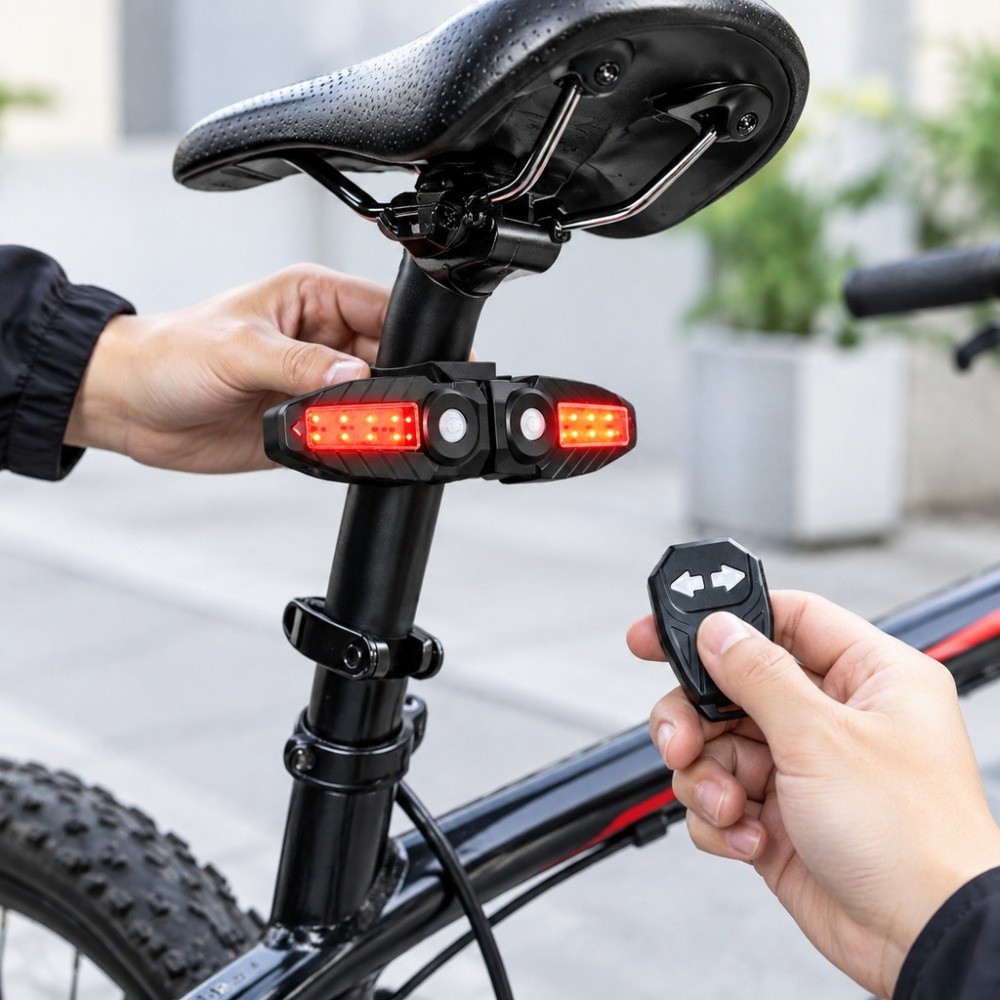 ضوء خلفي للدراجة مع جهاز تحكم  - مراجعة Turn Signal Bike Light Wireless Remote وسعره
