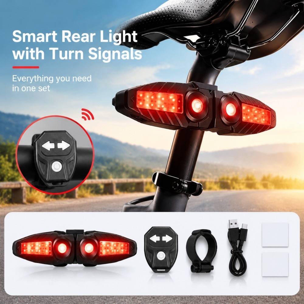 ضوء خلفي للدراجة مع جهاز تحكم  - مراجعة Turn Signal Bike Light Wireless Remote وسعره