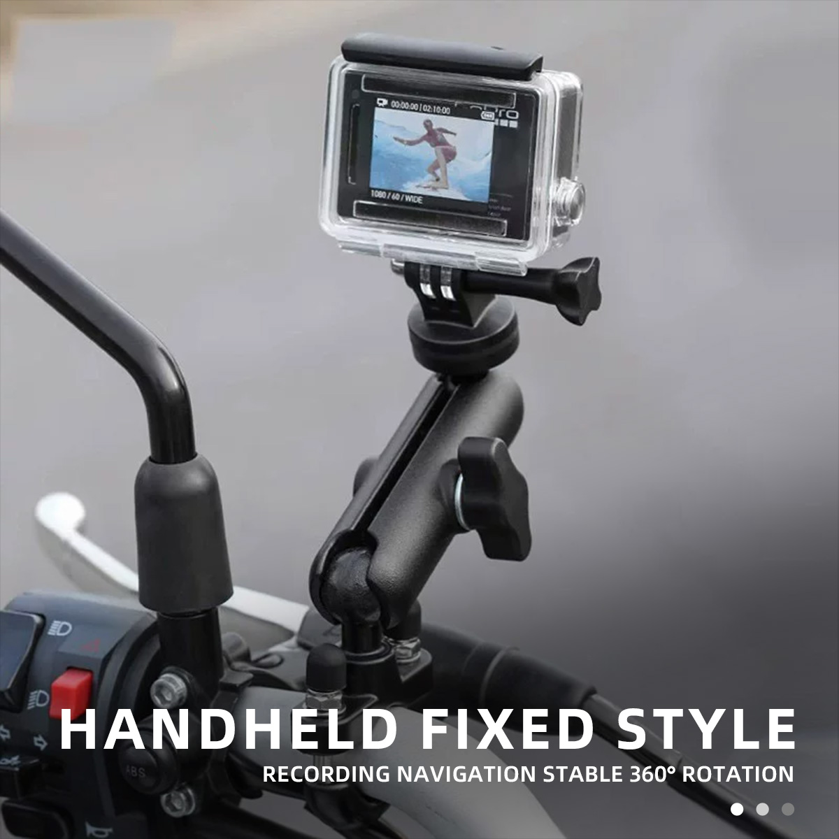 حامل كاميرا للدراجات النارية و - مراجعة Action Camera Bike Mount Aluminum وسعره