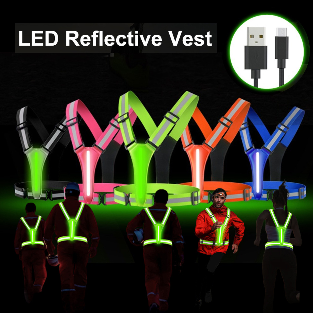 LED تشغيل سترة USB قابلة للشحن - مراجعة Reflective Cycling Vest High Visibility وسعره