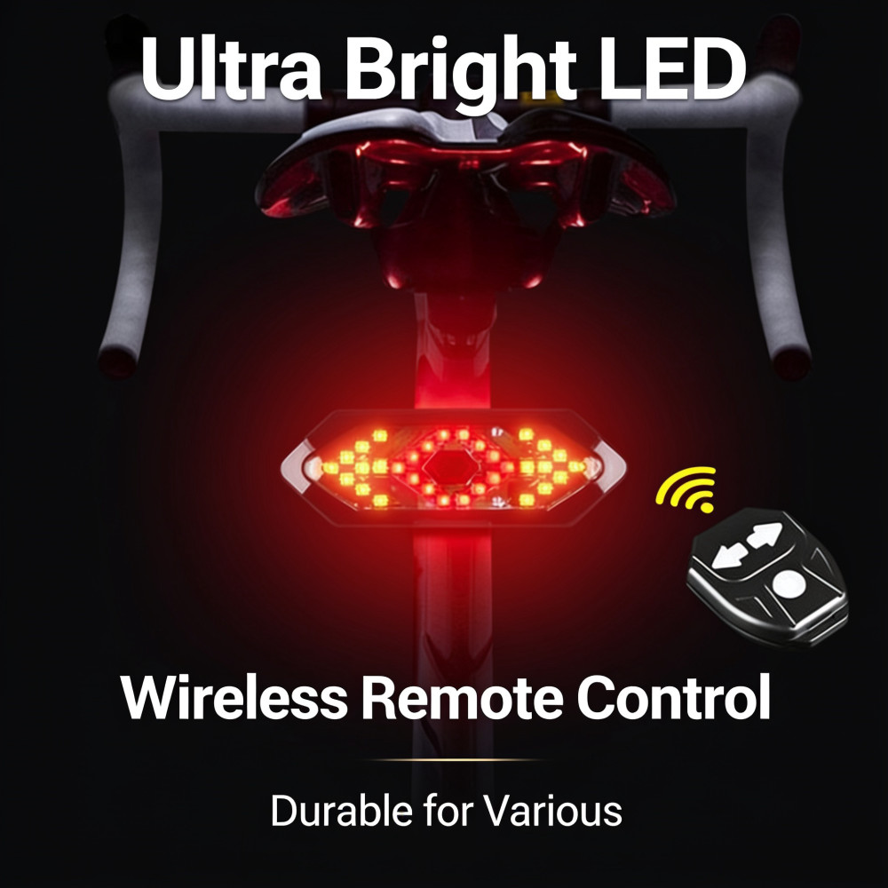 ضوء خلفي للدراجة مع إشارة انعط - مراجعة Turn Signal Bike Light Wireless Remote وسعره